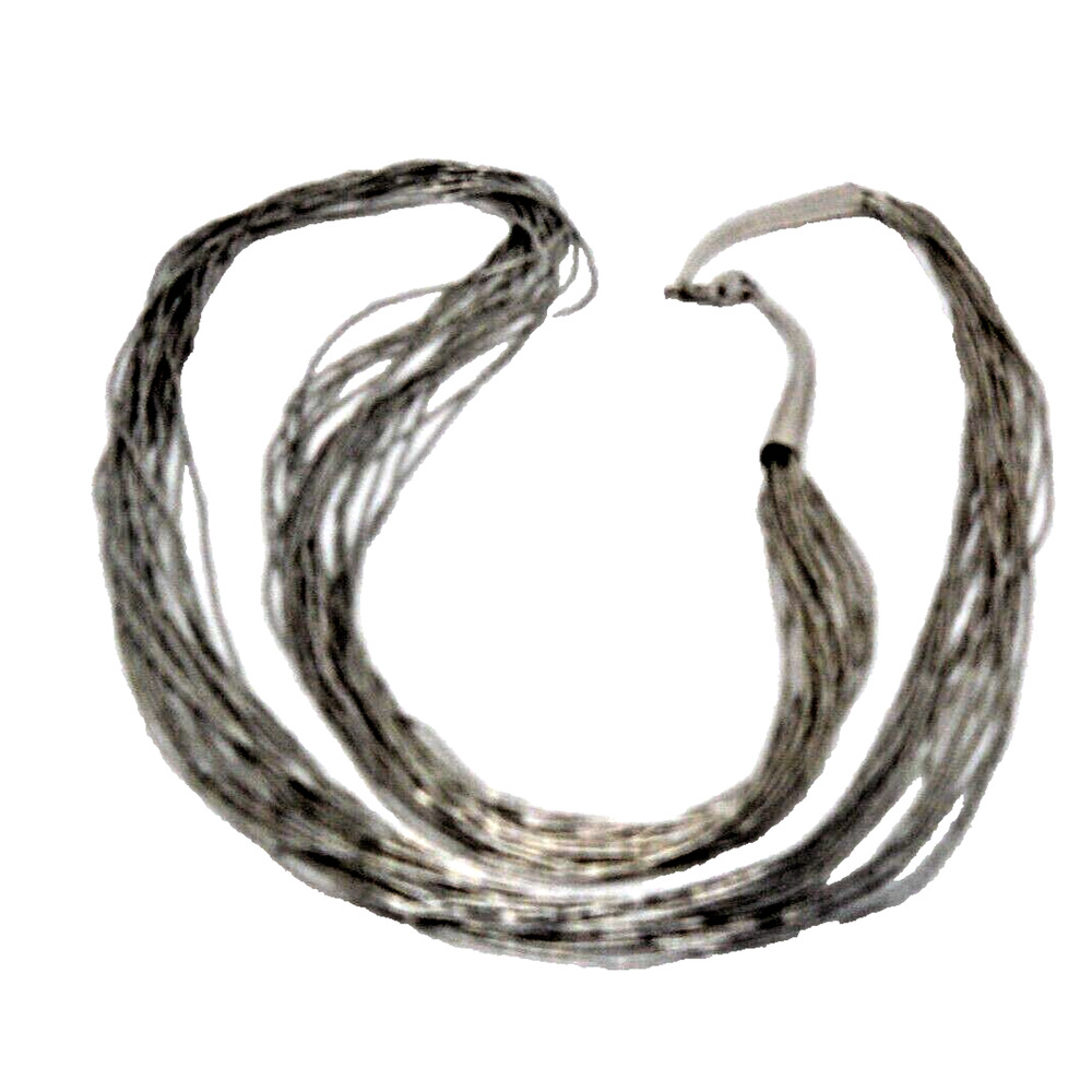 Vtg Native American Multi 20 Strands Liquid Silver 925 Sterling Necklace 30”